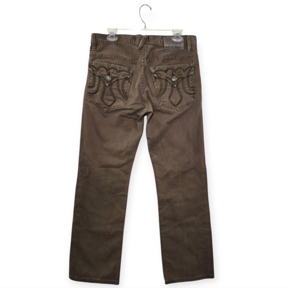 MEK DENIM Westwood Straight Jeans Brown Rope Detail 32 X 30